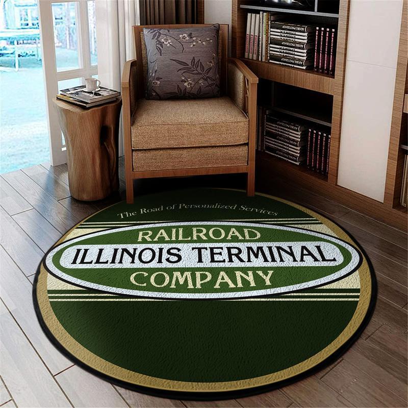 Illinois Living Room Round Mat Circle Rug Illinois Terminal Railroad 04701