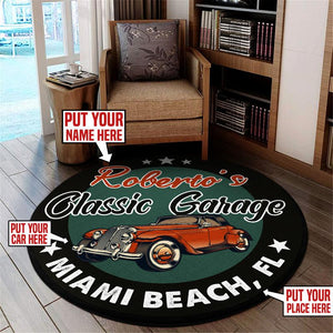 Personalized Classic Garage Living Room Round Mat Circle Rug 06253