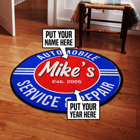 Personalized Automotive Repair Shop Living Room Round Mat Circle Rug 05317