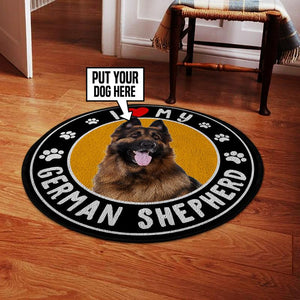 Personalized I Love My German Shepherd Living Room Round Mat Circle Rug 05417