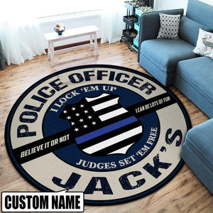 Personalized Police Officer Living Room Round Mat Circle Rug 07004