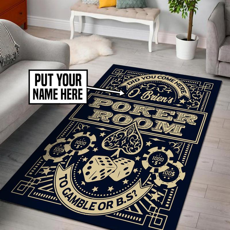 Personalized Poker Game Room Living Room Round Mat Circle Rug 06139