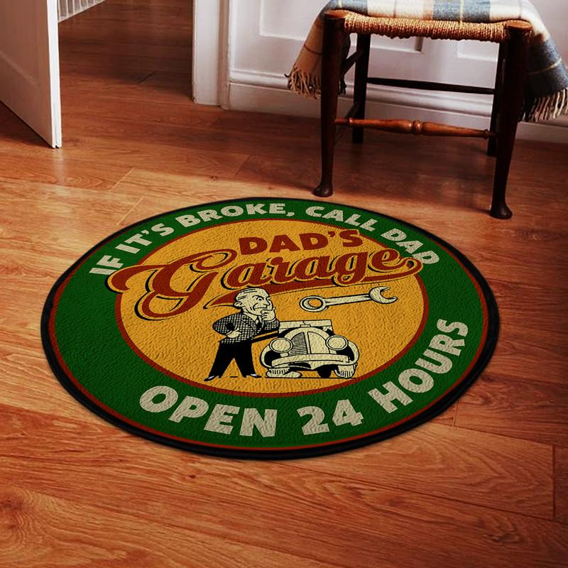 Dad's Garage If It's Broken, Call Dad Living Room Round Mat Circle Rug 05407