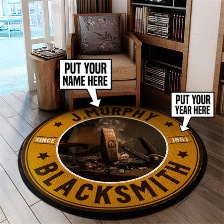 Personalized Blacksmith Living Room Round Mat Circle Rug 05425