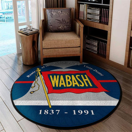 Wab Living Room Round Mat Circle Rug Wabash Railroad Wab 04473