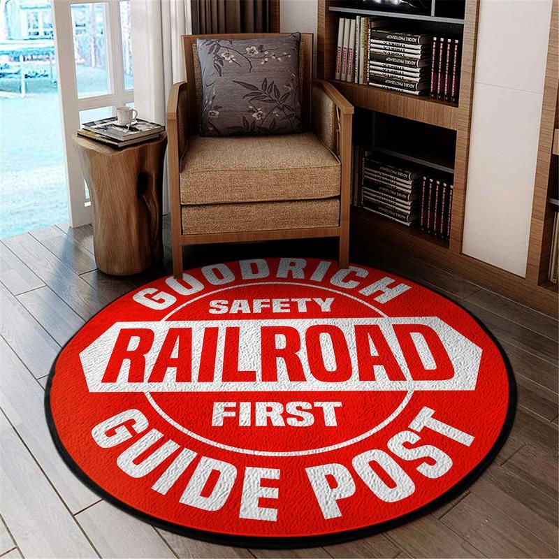 Goodrich Railroad Guide Post Living Room Round Mat Circle Rug 05188