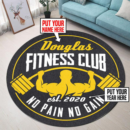 Personalized Gym Room No Pain No Gain Living Room Round Mat Circle Rug 06589
