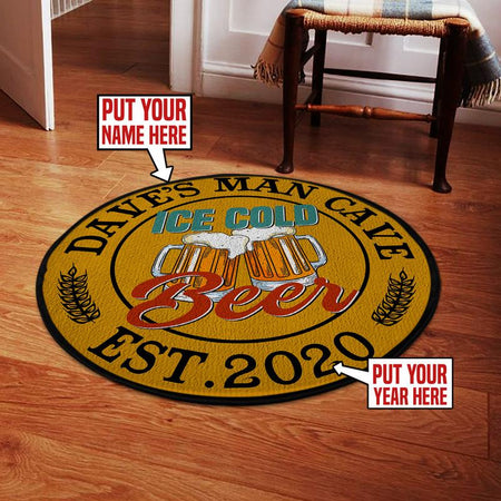 Personalized Beer Man Cave Living Room Round Mat Circle Rug 06201