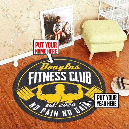 Personalized Gym Room No Pain No Gain Living Room Round Mat Circle Rug 06589