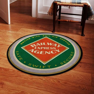 Rearr Living Room Round Mat Circle Rug Railway Express Agency Railroad 04807