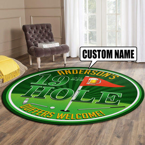 Personalized Golf 19th Hole Club Living Room Round Mat Circle Rug 07097