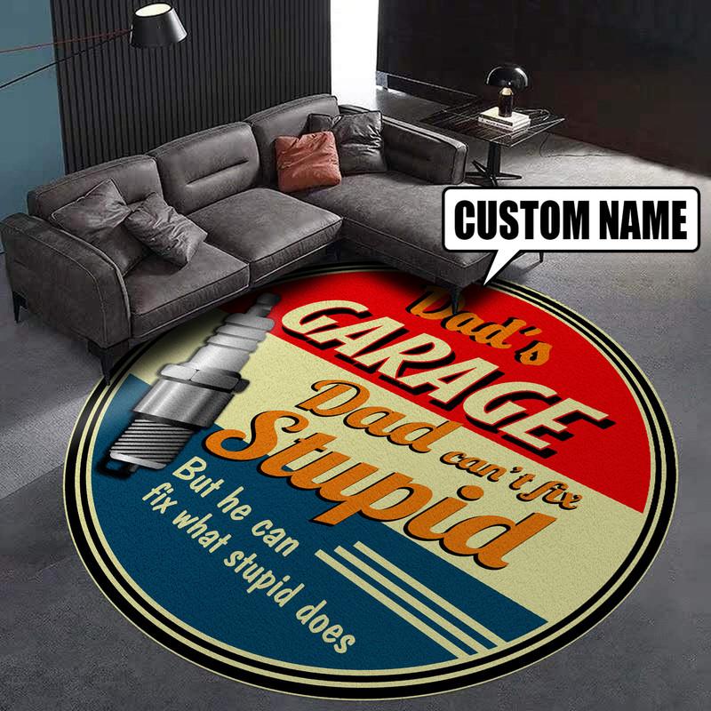 Personalized Garage Living Room Round Mat Circle Rug 07007