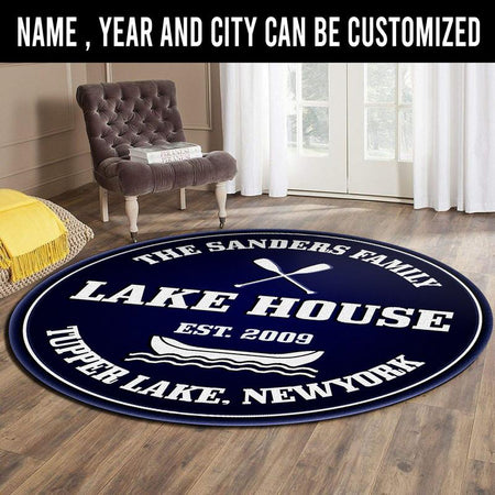 Personalized Lake House Living Room Round Mat Circle Rug 07052