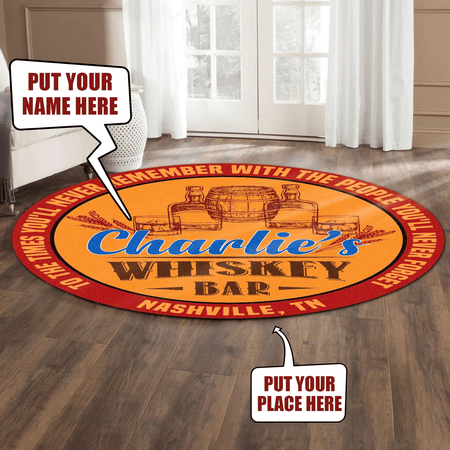 Personalized Whiskey Bar Living Room Round Mat Circle Rug 06603