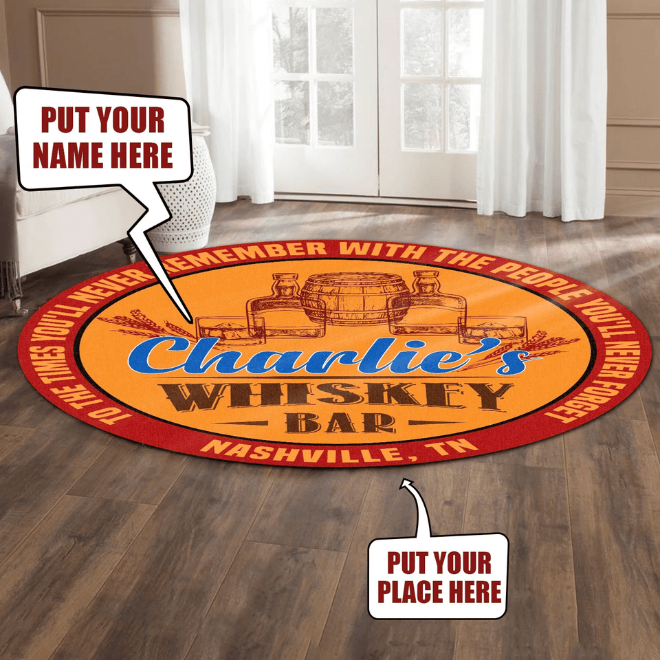 Personalized Whiskey Bar Living Room Round Mat Circle Rug 06603