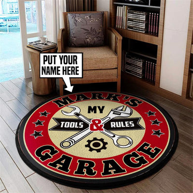 Personalized Garage My Tools My Rules Living Room Round Mat Circle Rug 05682