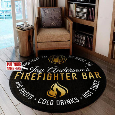 Personalized Firefighter Living Room Round Mat Circle Rug 05972