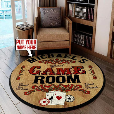 Personalized Poker Room Living Room Round Mat Circle Rug 06119