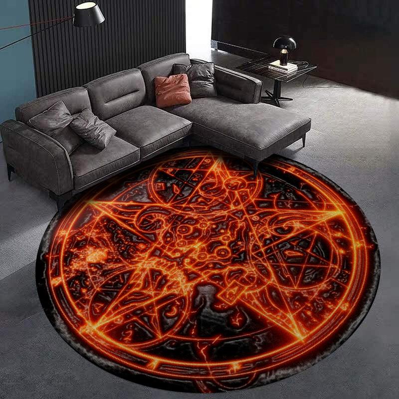 Sigil Of Fire Baphomet Living Room Round Mat Circle Rug 07218