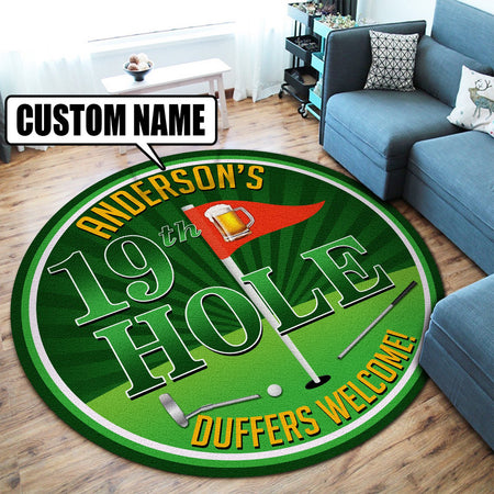 Personalized Golf 19th Hole Club Living Room Round Mat Circle Rug 07097