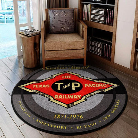 Texaspacific Living Room Round Mat Circle Rug Texas & Pacific Railroad 04492
