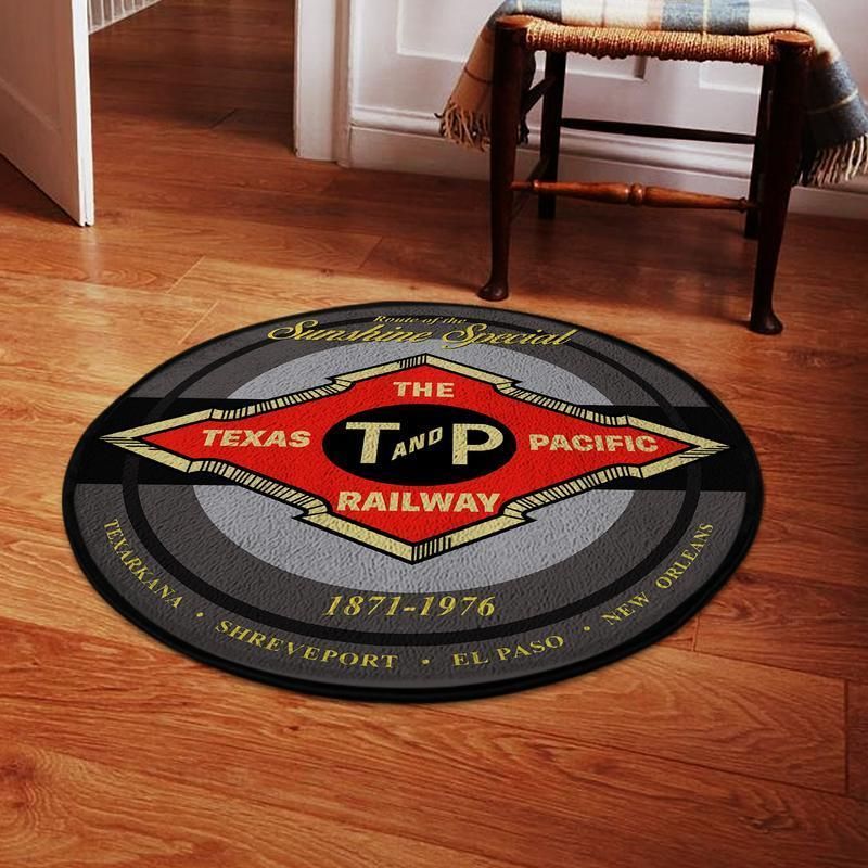 Texaspacific Living Room Round Mat Circle Rug Texas & Pacific Railroad 04492