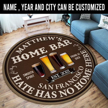 Personalized Home Bar Living Room Round Mat Circle Rug 07053