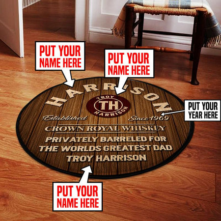 Personalized Whiskey Bar Living Room Round Mat Circle Rug 06106