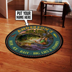 Personalized Fishing Man Cave Beer Ice Bait Big Lies Ans Stories Living Room Round Mat Circle Rug 05383