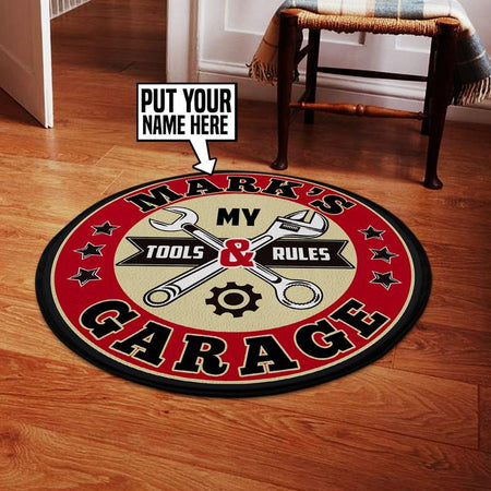 Personalized Garage My Tools My Rules Living Room Round Mat Circle Rug 05682