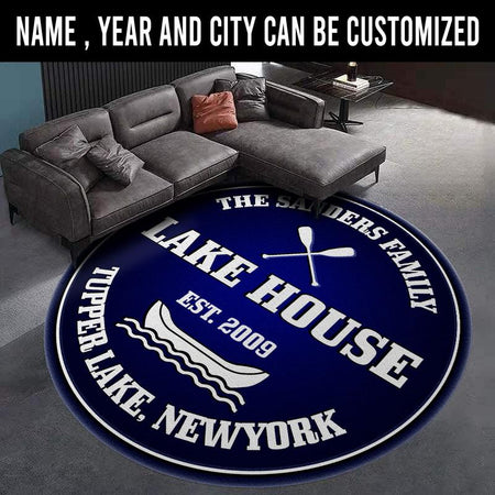 Personalized Lake House Living Room Round Mat Circle Rug 07052