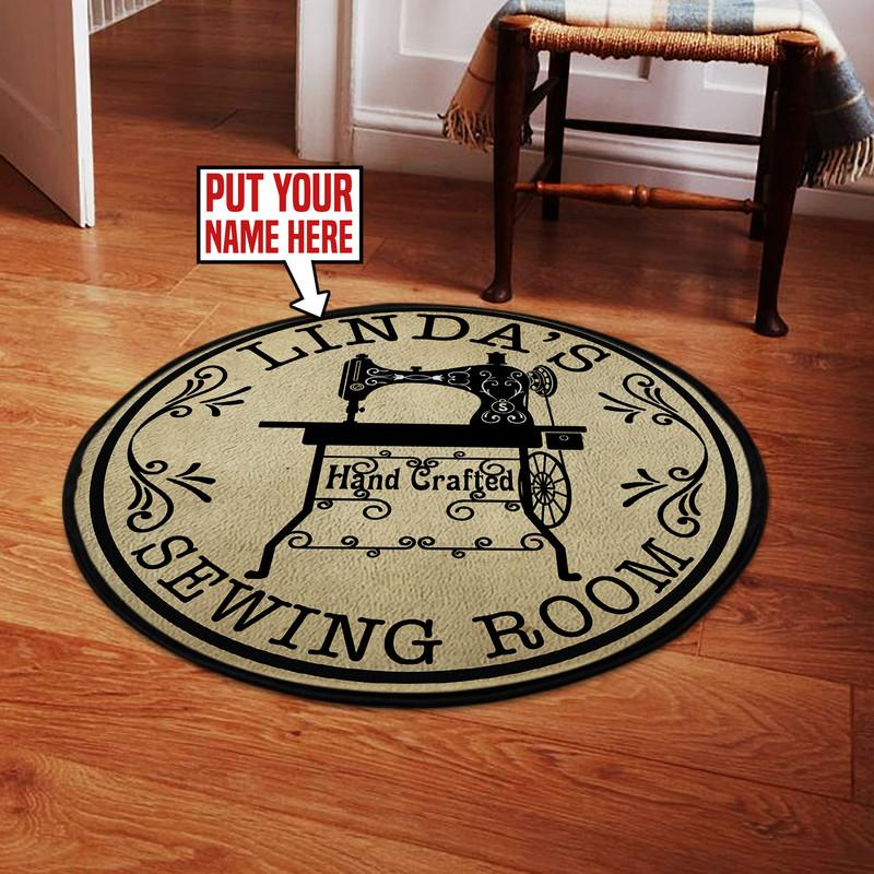 Personalized Sewing Room Living Room Round Mat Circle Rug 06488