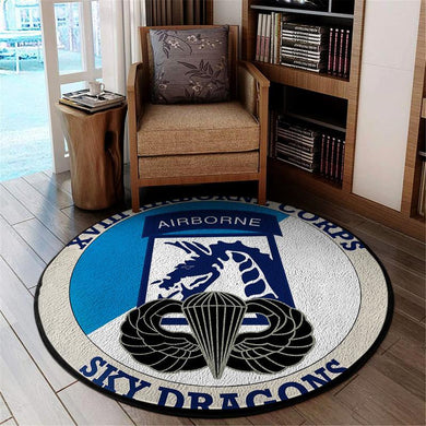 United States Army Xviii (18th) Airborne Corps Patch Sky Dragons Living Room Round Mat Circle Rug 05117
