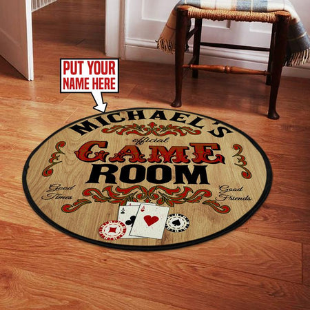 Personalized Poker Room Living Room Round Mat Circle Rug 06119