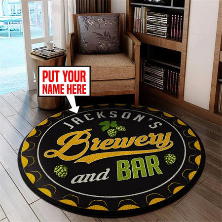 Personalized Brewery Bar Living Room Round Mat Circle Rug 05591