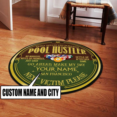 Personalized Pool Hustler Living Room Round Mat Circle Rug 07003