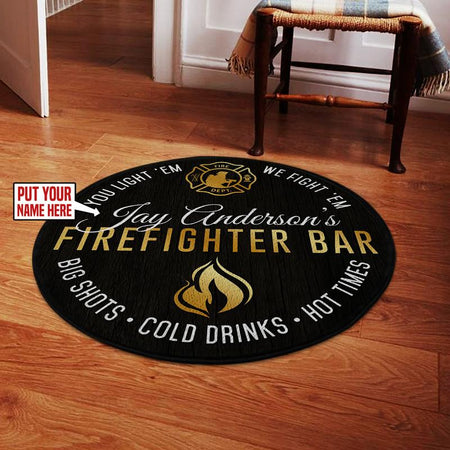 Personalized Firefighter Living Room Round Mat Circle Rug 05972
