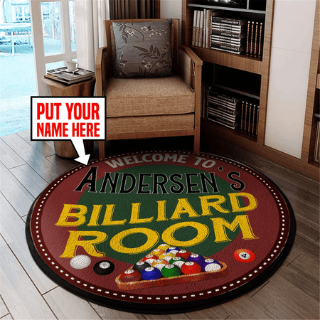 Personalized Billiard Room Living Room Round Mat Circle Rug 05774