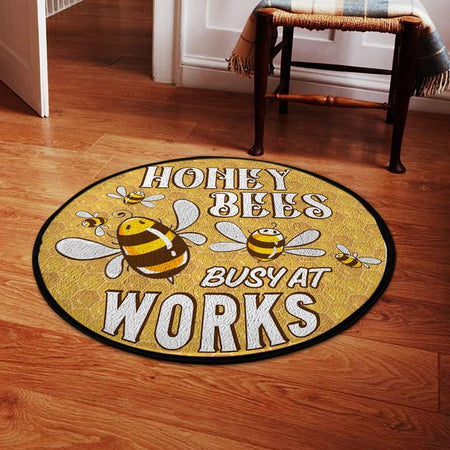 Honey Bees Busy At Work Living Room Round Mat Circle Rug 05321