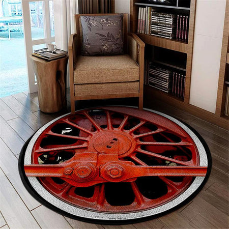 Locomotive Wheel Living Room Round Mat Circle Rug 05183