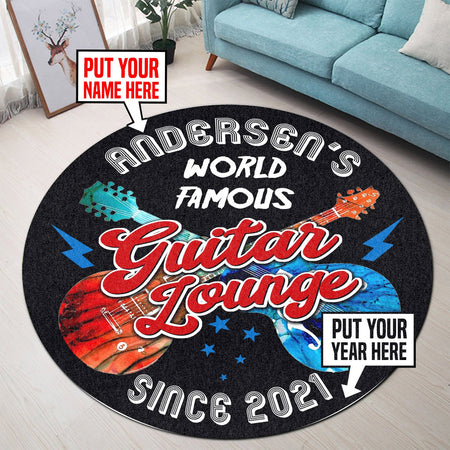 Personalized Guitar Lounge Living Room Round Mat Circle Rug 07016