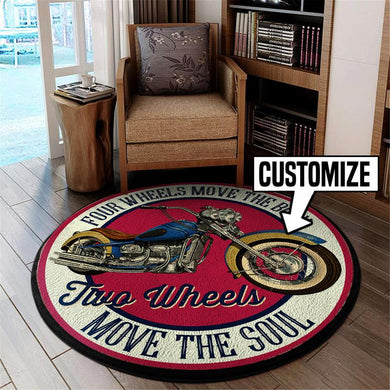 Personalized Four Wheels Move The Body Two Wheels Move The Soul Living Room Round Mat Circle Rug 05405