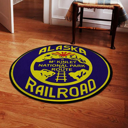 Alaska Living Room Round Mat Circle Rug Alaska Mckinley Railroad 05026