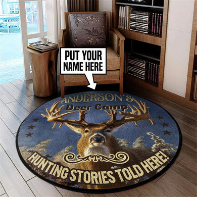 Personalized Deer Camp Hunting Stories Told Here Living Room Round Mat Circle Rug 05335