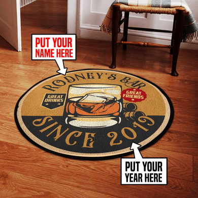 Personalized Bar Great Friends Great Drinks Living Room Round Mat Circle Rug 06508