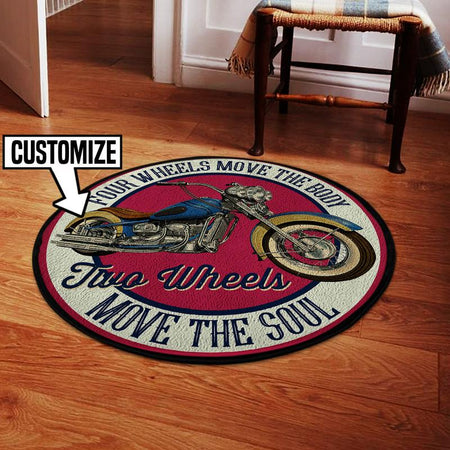 Personalized Four Wheels Move The Body Two Wheels Move The Soul Living Room Round Mat Circle Rug 05405
