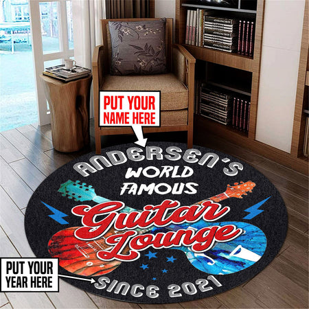 Personalized Guitar Lounge Living Room Round Mat Circle Rug 07016