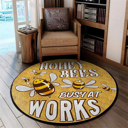 Honey Bees Busy At Work Living Room Round Mat Circle Rug 05321