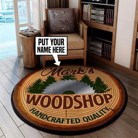 Personalized Woodshop Handcrafted Quality Living Room Round Mat Circle Rug 05358