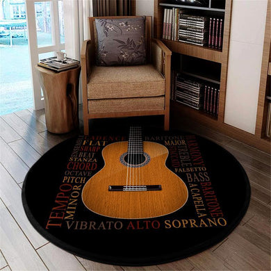 Guitar Wood Living Room Round Mat Circle Rug 05995